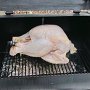 Turkey is brined overnight in a bag filled with apple juice and herbs/spices.